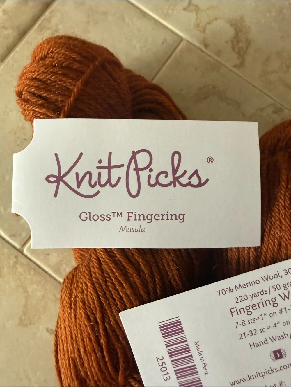 Knit Picks Gloss Fingering Masala Orange Merino/Silk Blend Yarn 2 Hanks